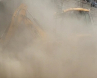 Demolition drive: Bulldozer rolls near Delhi