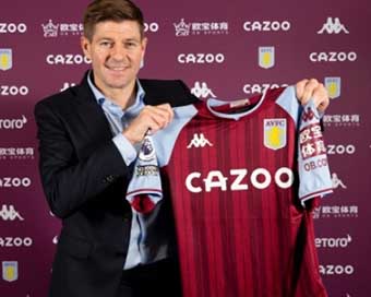 Steven Gerrard with Aston Villa jersey